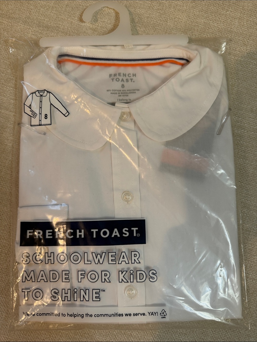 French Toast White Girls' Peter Pan Collar School Button-Down Shirt